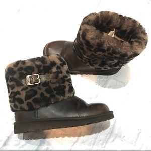 UGG leopard fur boots women size 6-6.5